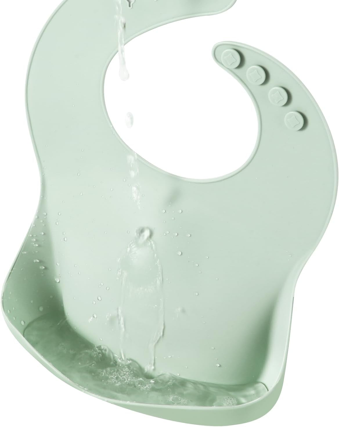 3 Pack Silicone Bibs for Babies & Toddlers, Waterproof Baby Bibs 6-12-18 Months for Weaning, BPA Free Adjustable Baby Feeding Bib with Large Pocket Food Catcher