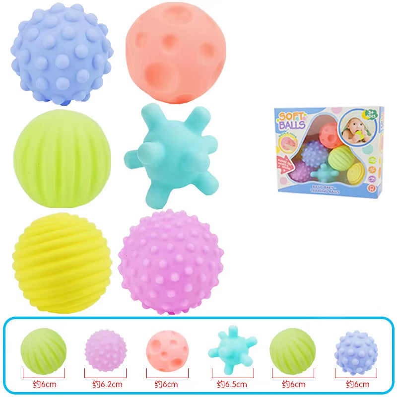 6Pcs Textured Multi Ball Set Develop Baby Tactile Senses Toy Baby Touch Hand Ball Toys Children Training Ball Massage Soft Balls