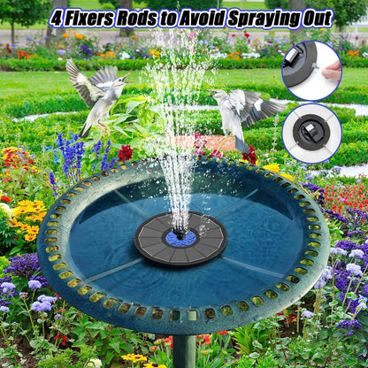 Solar Fountain Upgrade, 3.5W Solar Powered Bird Bath Fountains with Flower, Outdoor Water Feature Solar Pump with 7-In-1 Nozzles, 4 Fixed Pipes for Humingbirds, Garden, Pool, Pond, and Fish Tank