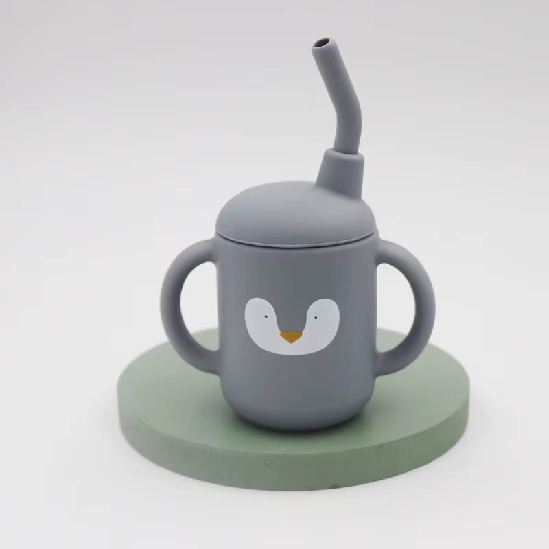 New Cartoon 120ML Baby Silicone Sippy Cup Bpa-Free Portable Storage Snack Container Feeding Cup Leakproof Trainer Cup