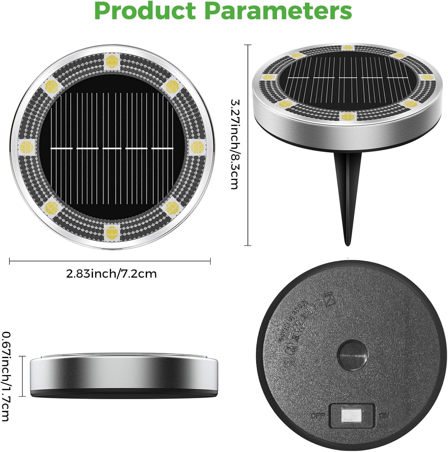 2 Pack Solar Lights Outdoor Garden, Solar Ground Light, Waterproof Disk Lights for Pathway, Patio, Yard, Lawn, Landscape (Warm White)
