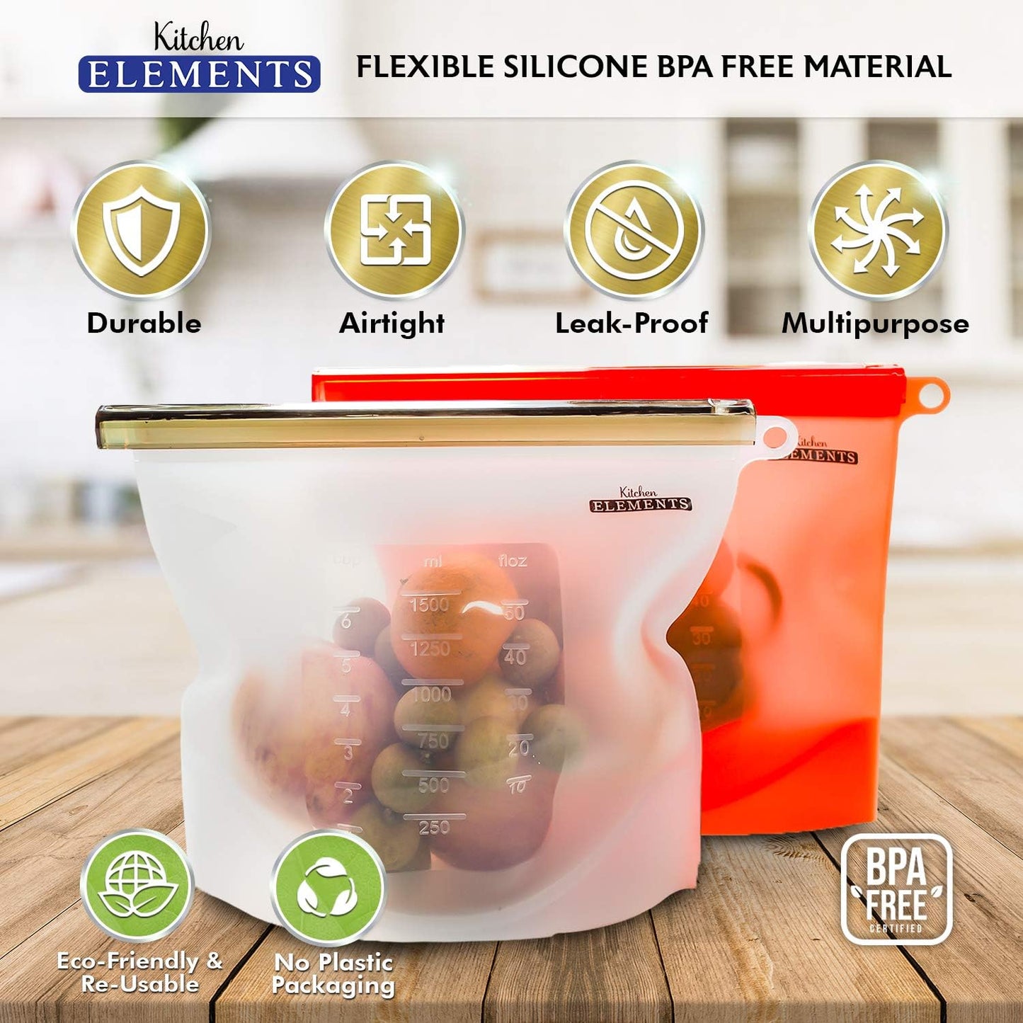 Reusable Silicone Food Storage Bags [7 Set] | [4 X 1000Ml + 2 X 1500Ml + Bonus Bag Rack Holder] | Freezer, Microwave & Dishwasher Safe | for Soups, Sandwiches + More | by