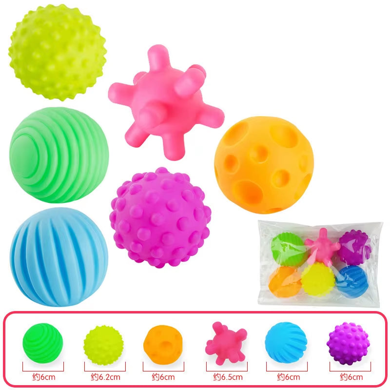 6Pcs Textured Multi Ball Set Develop Baby Tactile Senses Toy Baby Touch Hand Ball Toys Children Training Ball Massage Soft Balls
