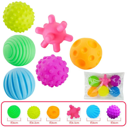 6Pcs Textured Multi Ball Set Develop Baby Tactile Senses Toy Baby Touch Hand Ball Toys Children Training Ball Massage Soft Balls