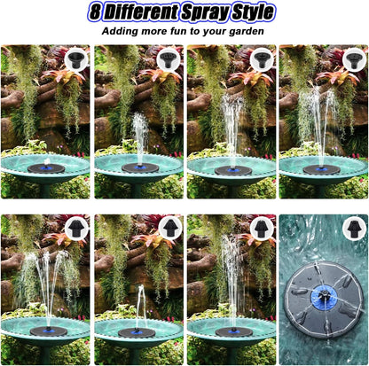 Solar Fountain Upgrade, 3.5W Solar Powered Bird Bath Fountains with Flower, Outdoor Water Feature Solar Pump with 7-In-1 Nozzles, 4 Fixed Pipes for Humingbirds, Garden, Pool, Pond, and Fish Tank