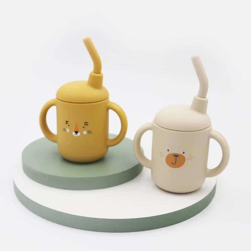 New Cartoon 120ML Baby Silicone Sippy Cup Bpa-Free Portable Storage Snack Container Feeding Cup Leakproof Trainer Cup