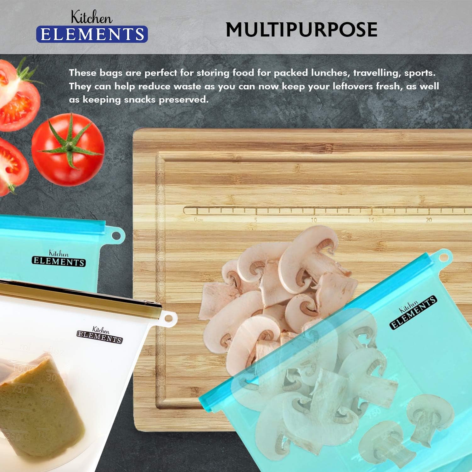 Reusable Silicone Food Storage Bags [7 Set] | [4 X 1000Ml + 2 X 1500Ml + Bonus Bag Rack Holder] | Freezer, Microwave & Dishwasher Safe | for Soups, Sandwiches + More | by