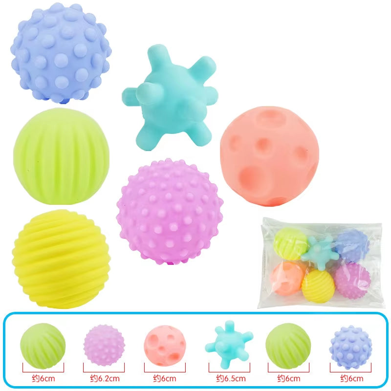 6Pcs Textured Multi Ball Set Develop Baby Tactile Senses Toy Baby Touch Hand Ball Toys Children Training Ball Massage Soft Balls