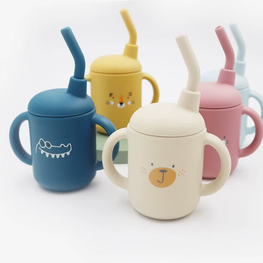 New Cartoon 120ML Baby Silicone Sippy Cup Bpa-Free Portable Storage Snack Container Feeding Cup Leakproof Trainer Cup