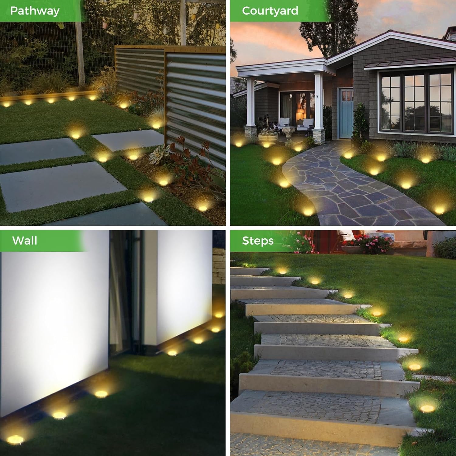 2 Pack Solar Lights Outdoor Garden, Solar Ground Light, Waterproof Disk Lights for Pathway, Patio, Yard, Lawn, Landscape (Warm White)