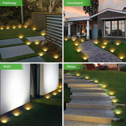 2 Pack Solar Lights Outdoor Garden, Solar Ground Light, Waterproof Disk Lights for Pathway, Patio, Yard, Lawn, Landscape (Warm White)