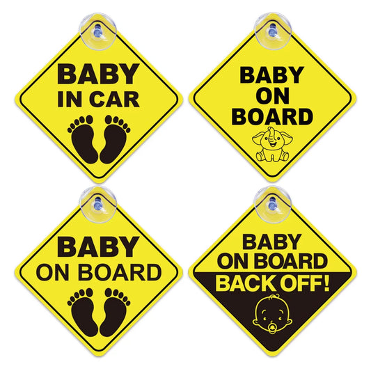 Baby on Board Warning Signs with Suction Cups for Car Window Waterproof Sunproof Durable and Strong Safety Warning Car Sticker