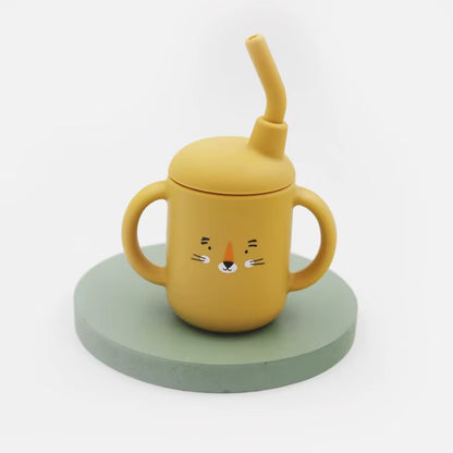 New Cartoon 120ML Baby Silicone Sippy Cup Bpa-Free Portable Storage Snack Container Feeding Cup Leakproof Trainer Cup
