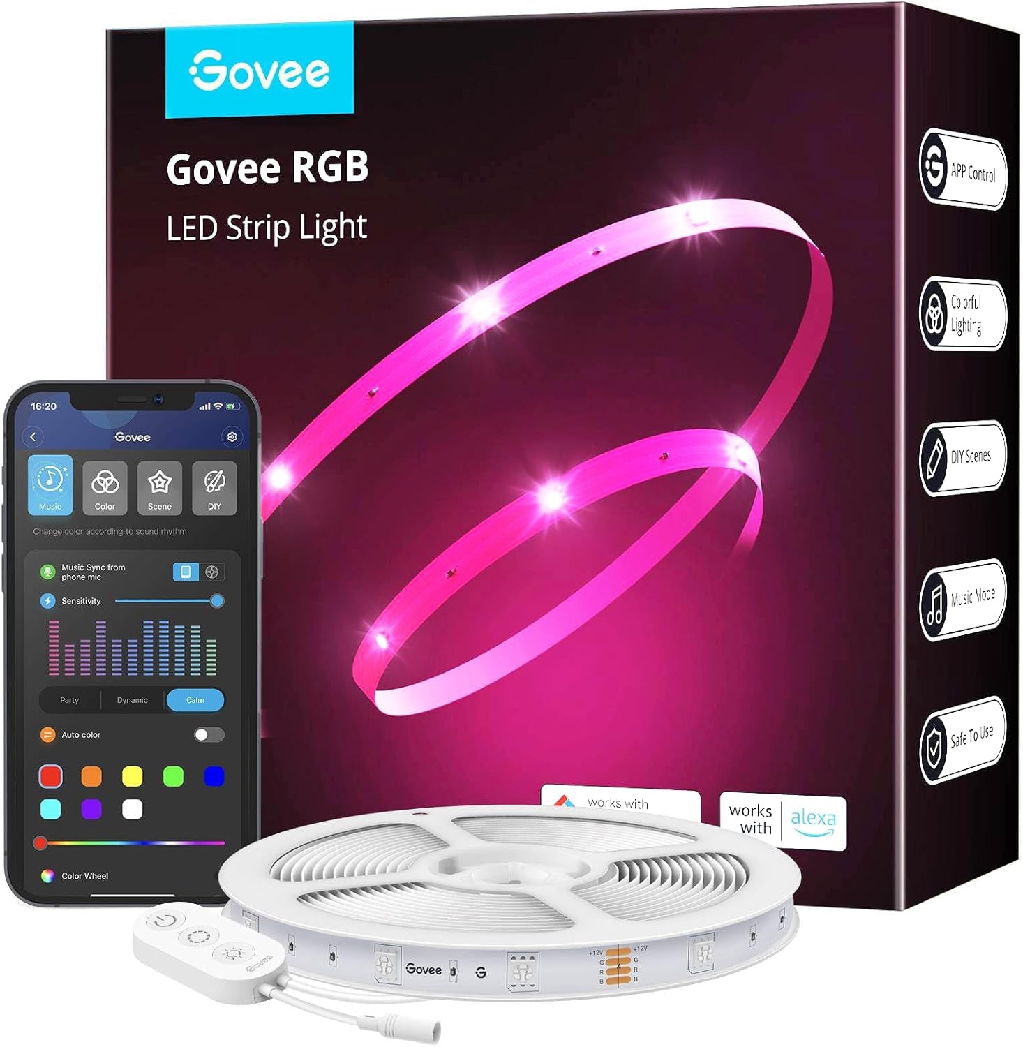 LED Strip Lights 10M, Smart Wifi App Control RGB LED Lights, Work with Alexa & Google Assistant, Music Sync for Bedroom, Kitchen, TV, Party