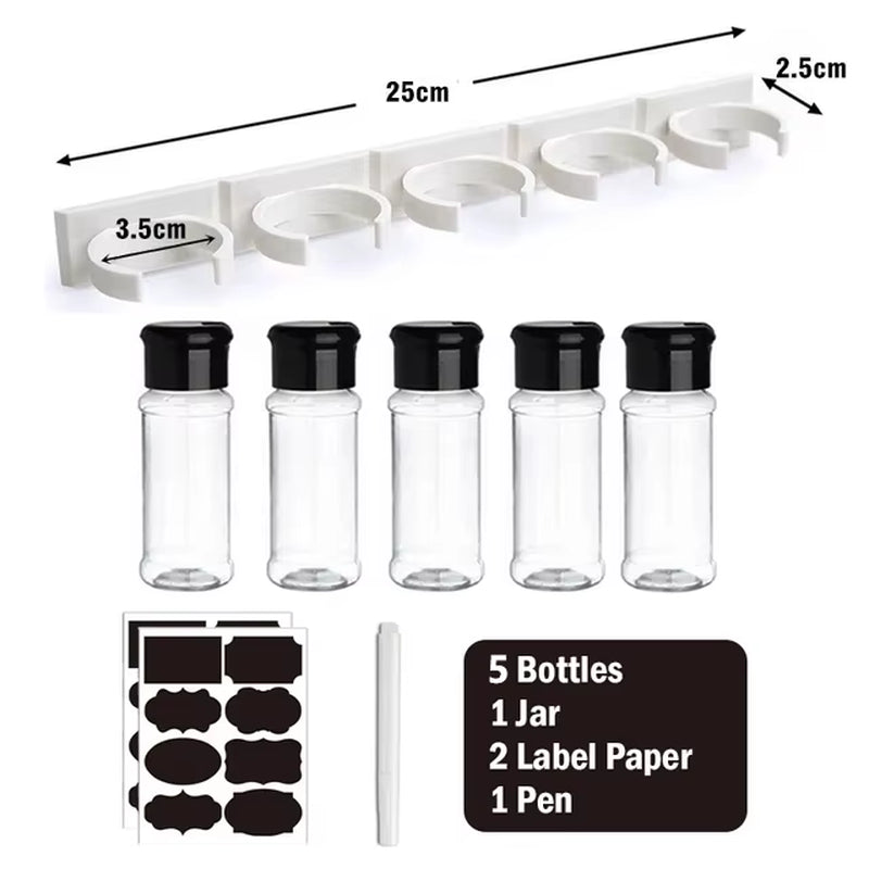 Spice Jars Seasoning Shaker Bottles Plastic Kitchen Spices Storage Condiment Jar Salt Pepper Boxes Kitchen Spice Organizer Rack