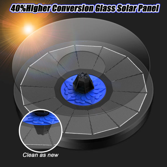 Solar Fountain Upgrade, 3.5W Solar Powered Bird Bath Fountains with Flower, Outdoor Water Feature Solar Pump with 7-In-1 Nozzles, 4 Fixed Pipes for Humingbirds, Garden, Pool, Pond, and Fish Tank