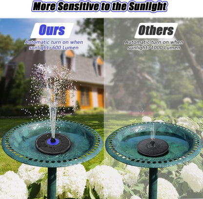 Solar Fountain Upgrade, 3.5W Solar Powered Bird Bath Fountains with Flower, Outdoor Water Feature Solar Pump with 7-In-1 Nozzles, 4 Fixed Pipes for Humingbirds, Garden, Pool, Pond, and Fish Tank