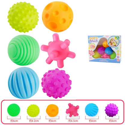 6Pcs Textured Multi Ball Set Develop Baby Tactile Senses Toy Baby Touch Hand Ball Toys Children Training Ball Massage Soft Balls